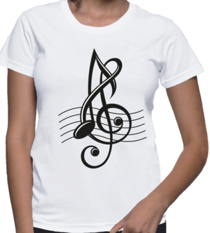 muziek noot tshirt wit