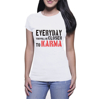 karma vrouwen t shirt in wit