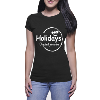 hollidays tshirt in zwart voor vrouwen